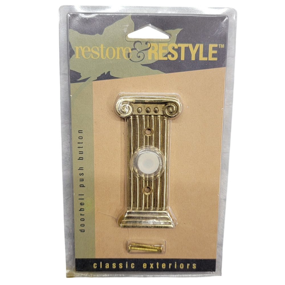 Restore Restyle Roman Column Doorbell Button Lighted Vintage 1997 NOS Brass